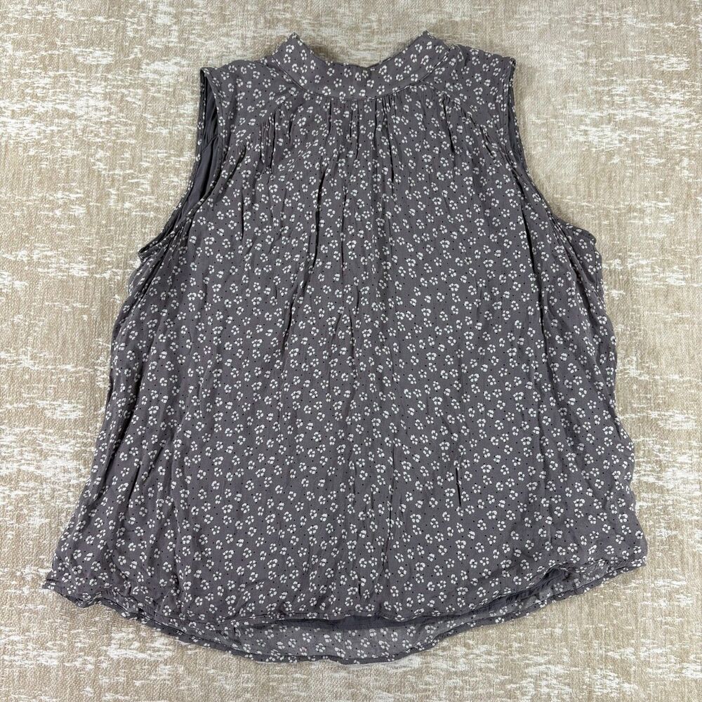 Anthropologie Cloth & Stone Gray Liane Floral Mock Neck Sleeveless Blouse